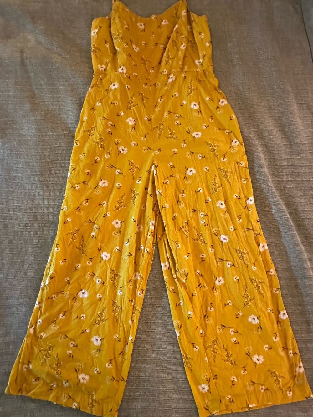 Old Navy Mustard Floral Wide-Leg Jumpsuit